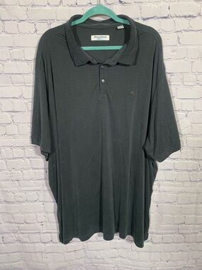 Tommy Bahama Mens Island Zone Striped Short Sleeve Polo Green Gray 4XLB Preppy